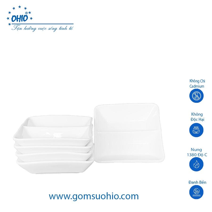 Đĩa 2 Ngăn Sứ Trắng OHIO