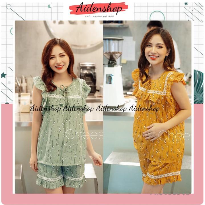 Bộ bầu đùi mùa hè chất đũi mát mùa hè Aidenshop freesize từ 40-67kg