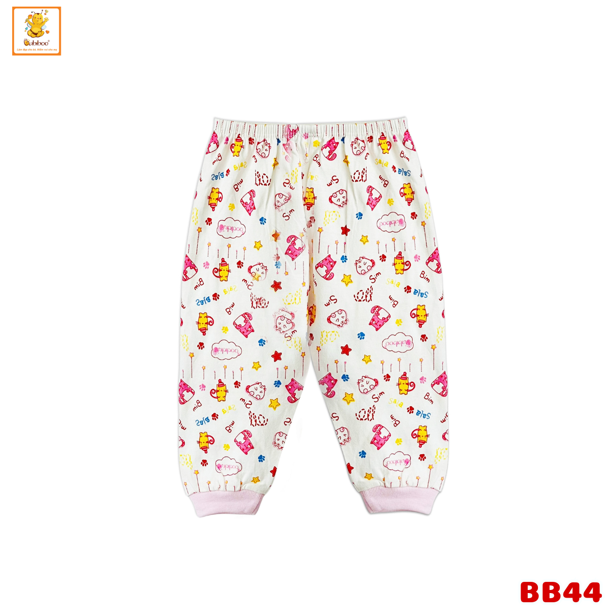 Quần dài cho bé sơ sinh Babiboo quần dài sơ sinh cotton tự nhiên, in họa tiết xinh xắn BB44