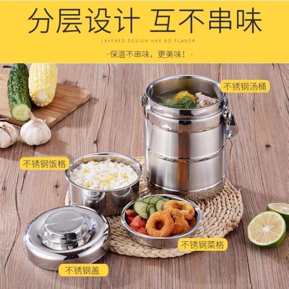 Cạp lồng, hộp cơm inox 3 ngăn siêu xịn - 1,3lít - 1,8lít - 2 LÍT