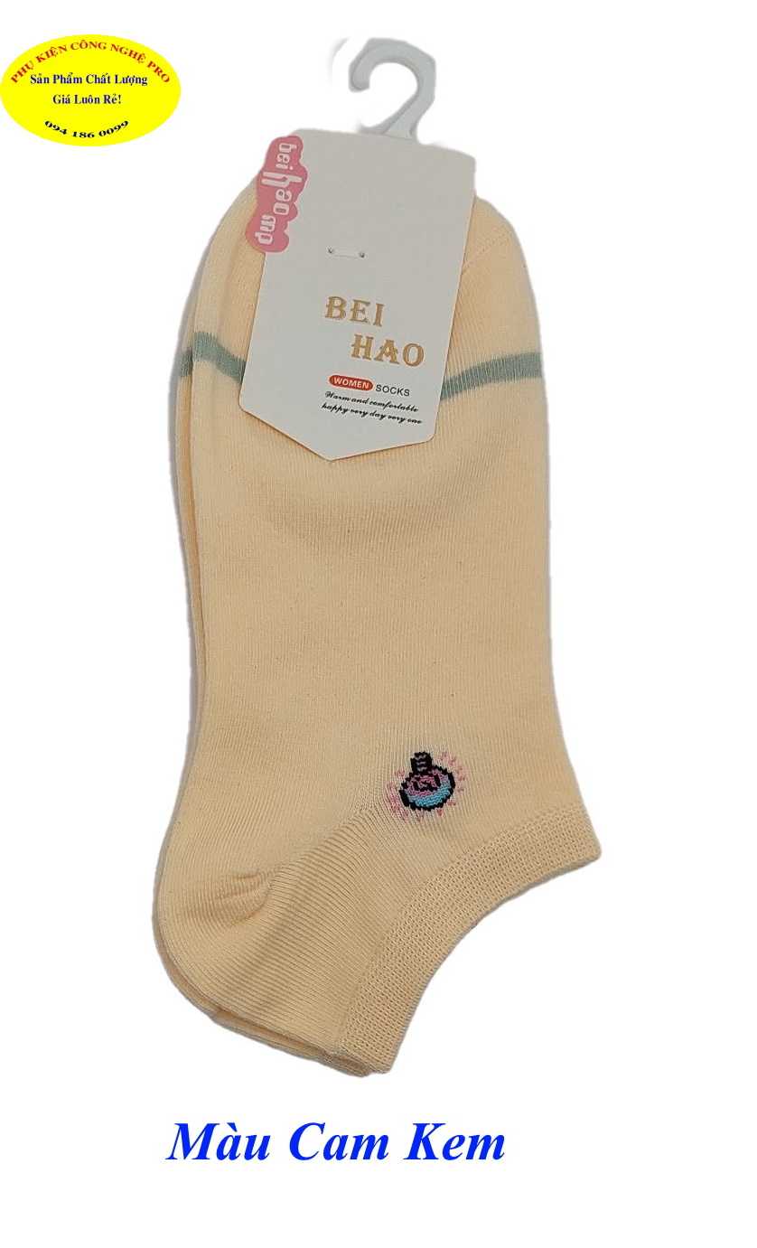 Tất vớ nữ Kiểu cổ ngắn Beihao Women Socks In hình bất kỳ Chất liệu cotton co giãn, Mềm mại, Bảo vệ đôi chân