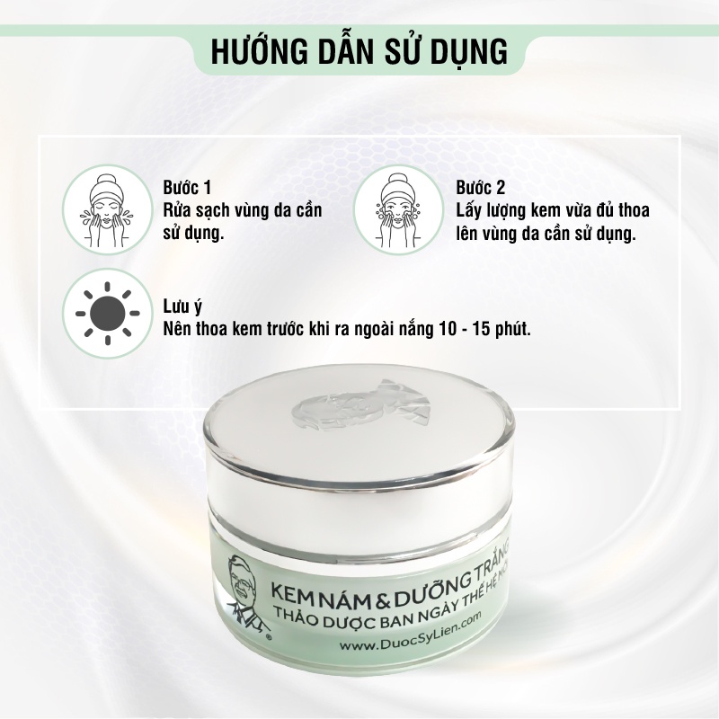 Kem nám &amp; dưỡng trắng thảo dược ban ngày thế hệ mới (12g), mờ nám, mờ vết nhăn, trẻ hóa làn da - Dược Sĩ Liên