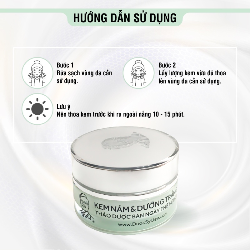 Kem nám & dưỡng trắng thảo dược ban ngày thế hệ mới (12g), mờ nám, mờ vết nhăn, trẻ hóa làn da - Dược Sĩ Liên