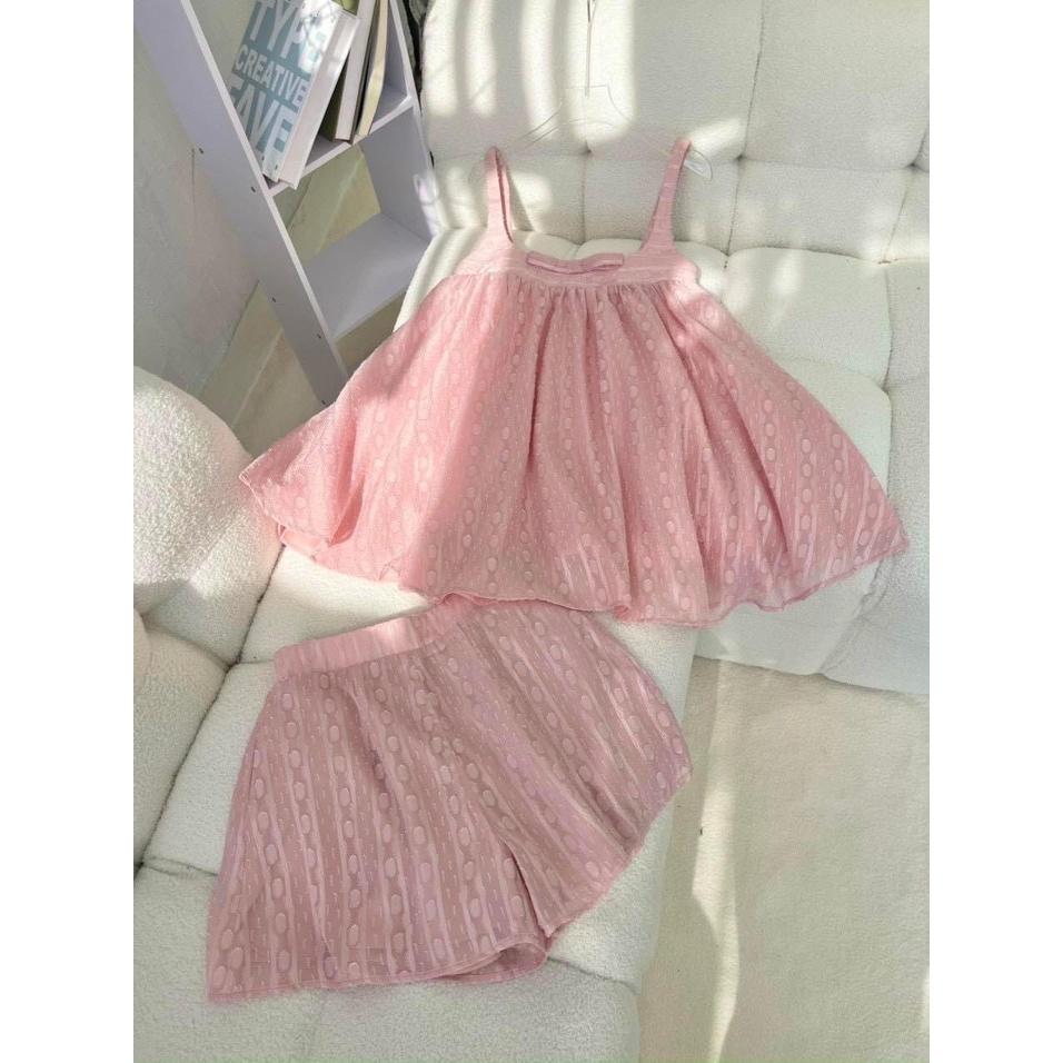 SET BỘ 2 MÓN ÁO 2 DÂY BABYDOLL NGANG NGỰC DÁNG XÒE MIX QUẦN ĐÙI CỰC XINH XỈU LUN Ạ HÀNG 2 LỚP XỊN NHA MẤY NÀNG ƠI