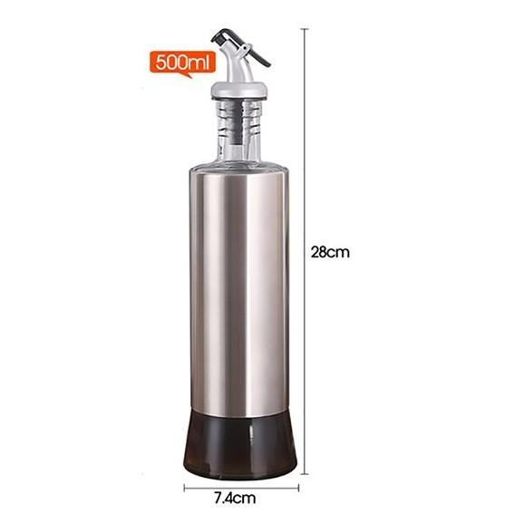 Chai Thủy Tinh Đựng Gia Vị Bọc Inox 304 500ml Tặng Kèm Nhãn Tên