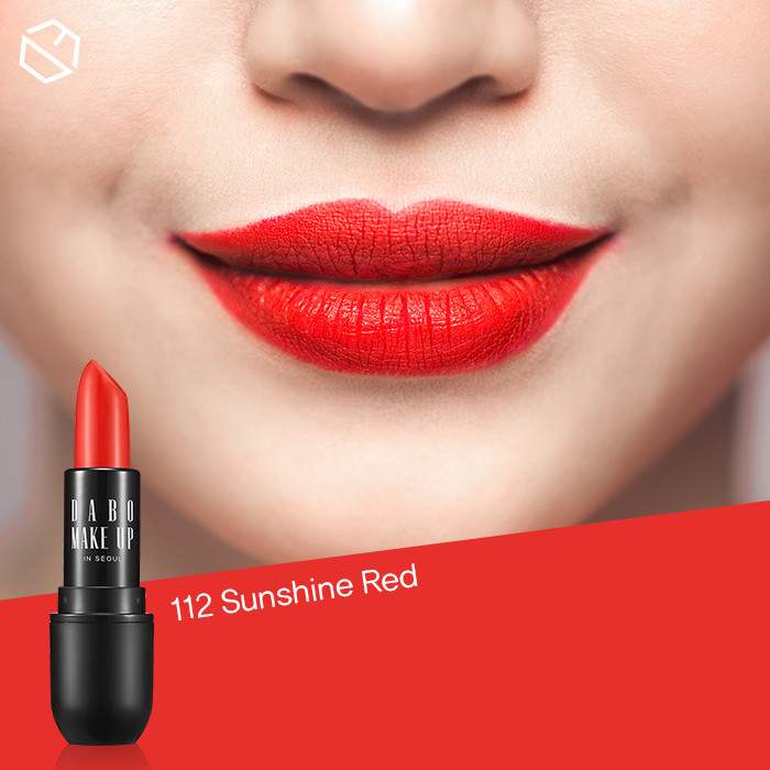 Son thỏi siêu lì nịnh môi Make Up Real RouGe Matte Hàn Quốc No.112 (Sun Shine Red) + Móc khoá