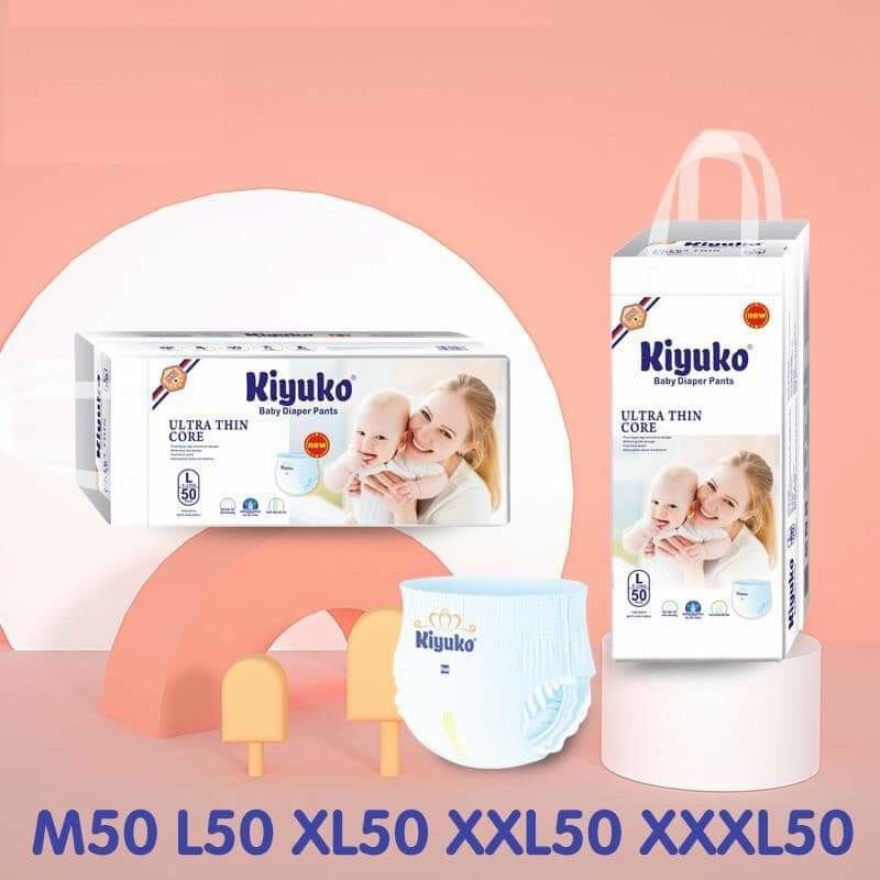 Tã bỉm quần cao cấp cho bé Kiyuko size M (6-11kg) 50 miếng siêu mềm siêu mỏng siêu lành tính