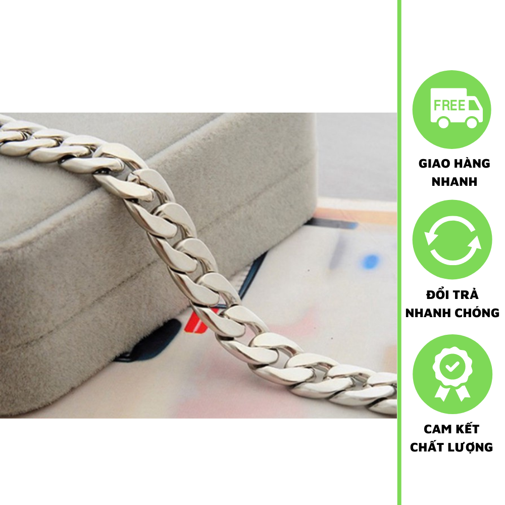 Lắc Tay INOX Nam Chuỗi Xích Lớn Trắng Sáng Vĩnh Viễn Không Đen Hàn quốc