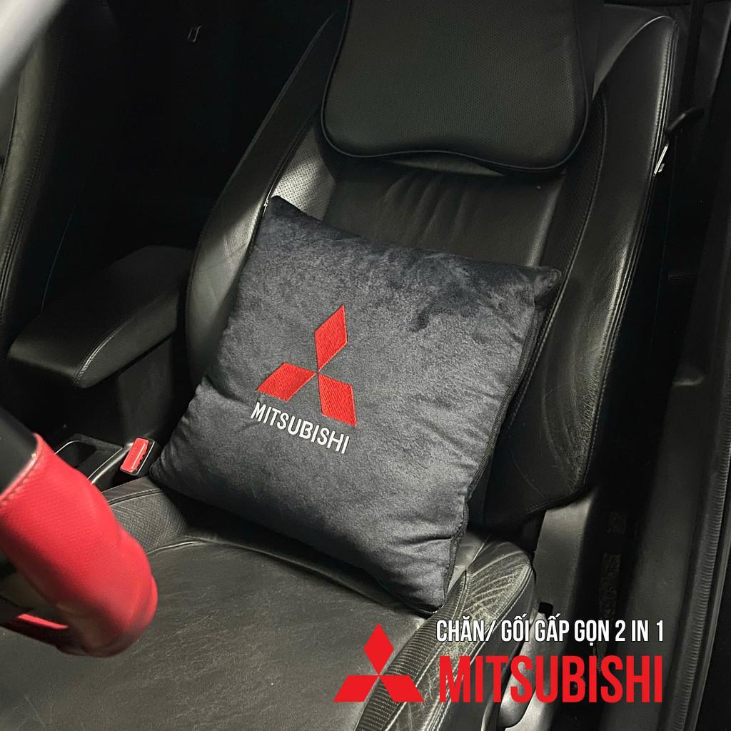 Gối và chăn (mền) 2 trong 1 (logo MITSUBISHI) - Sử dụng làm tựa lưng, chăn đắp văn phòng hoặc ô tô tiện dụng