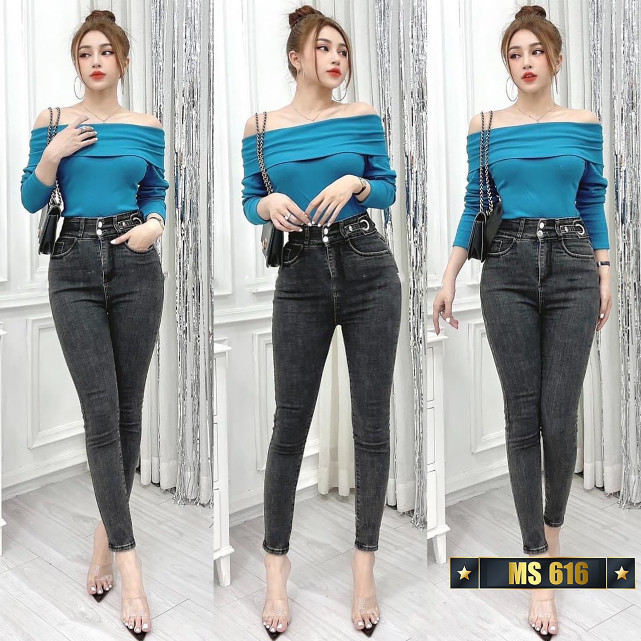 Quần jean nữ Lưng Cao Julido Store, chất jean co dãn 4 chiều ống ôm chân mẫu Ms616