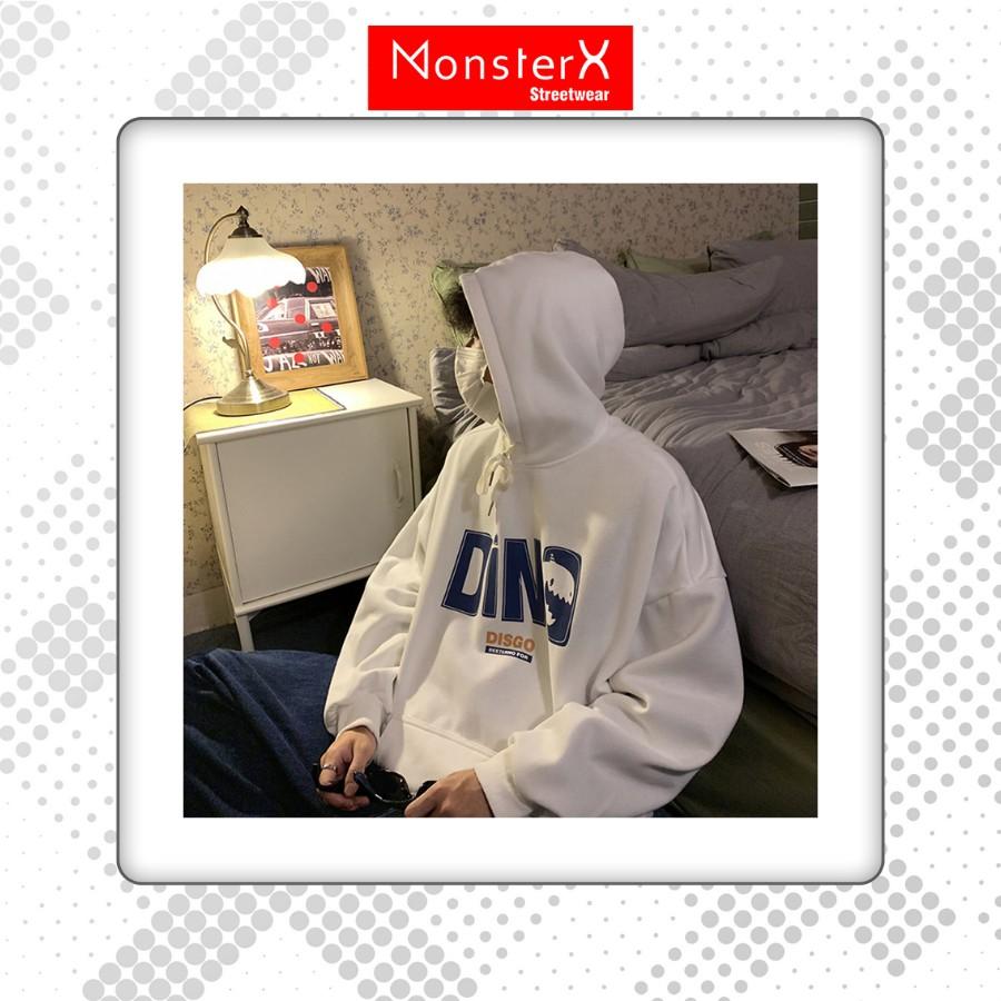 Áo mũ Hoodie Unisex MonsterX Dino form rộng 5 màu nỉ bông cặp đôi nam nữ Oversize Ulzzang thu đông
