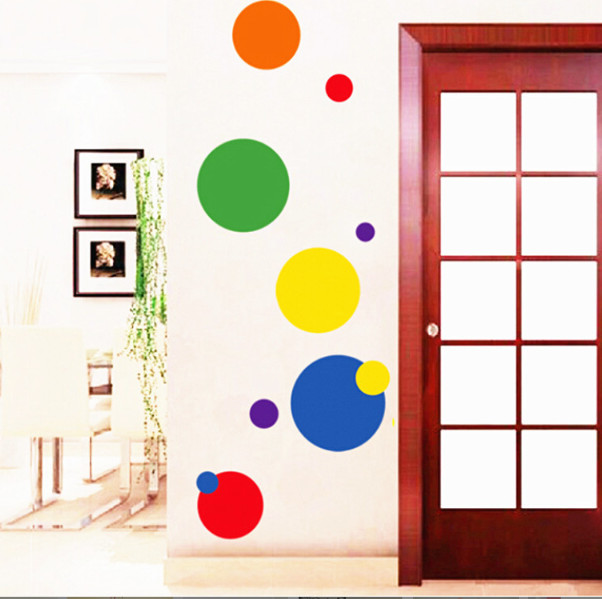 Decal trang trí tường - Họa tiết HÌNH TRÒN SẮC MÀU cho bé