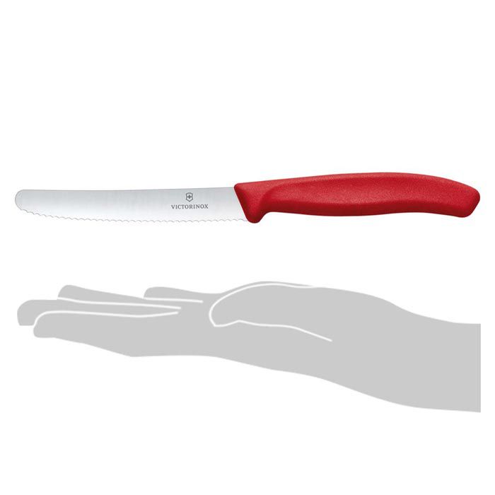 Dao bếp Victorinox Tomato and sausage knives (round tip, wavy edge, 11cm) màu đỏ