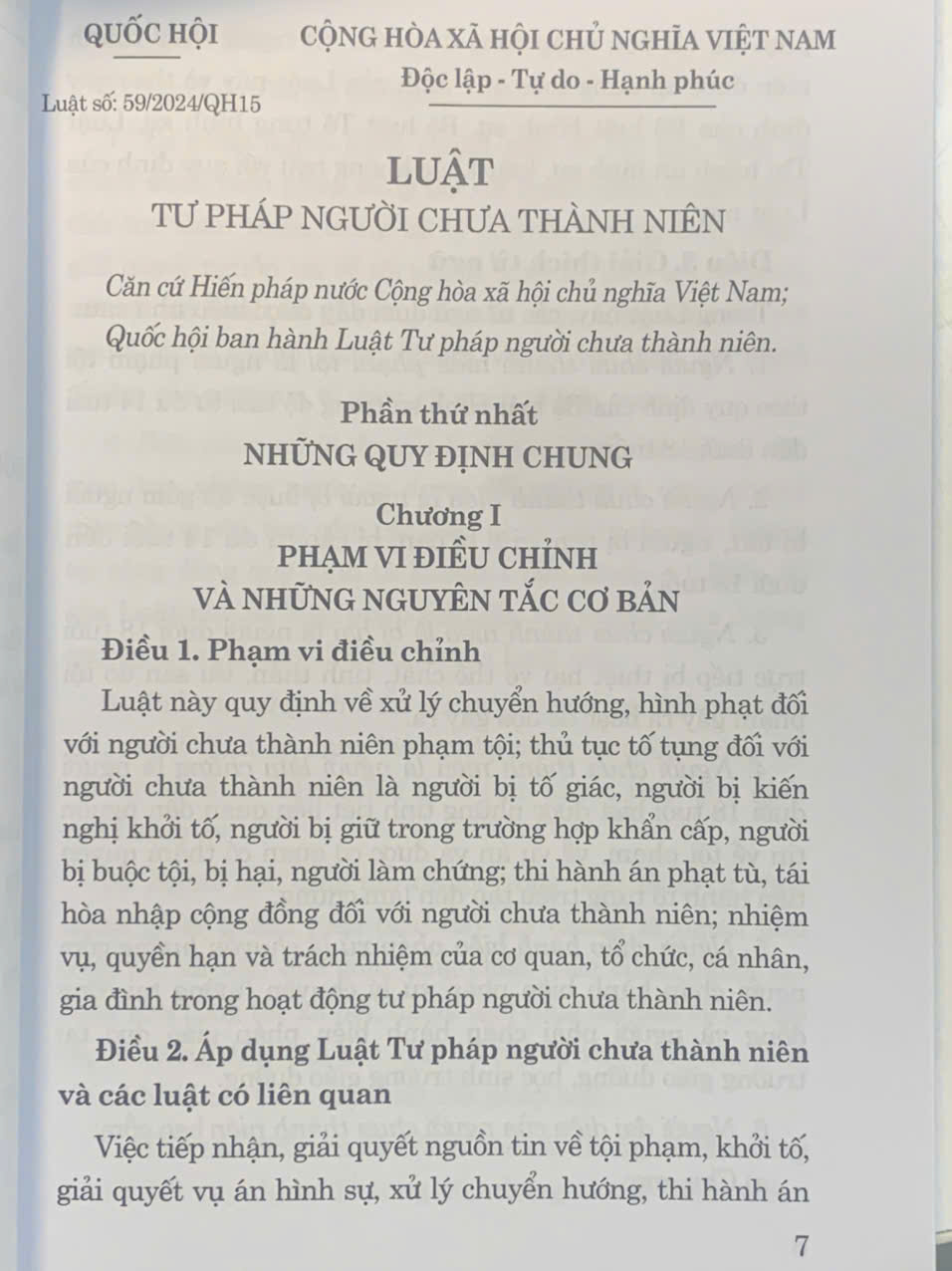 Luật Tư pháp người chưa thành niên năm 2024
