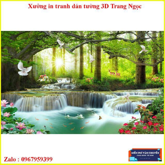 Tranh dán tường thác nước Zalo 0967959399