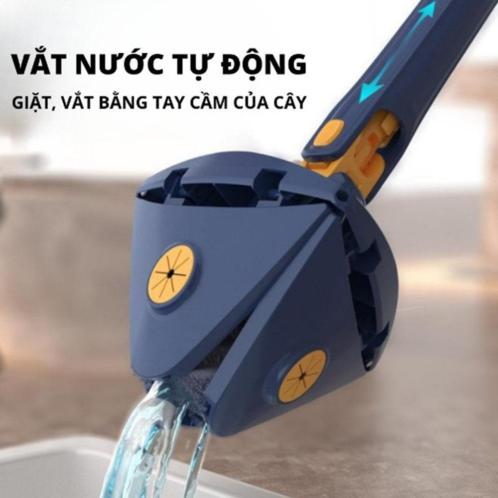 Chổi lau nhà tam giác tự vắt, xoay 360 độ thế hệ mới