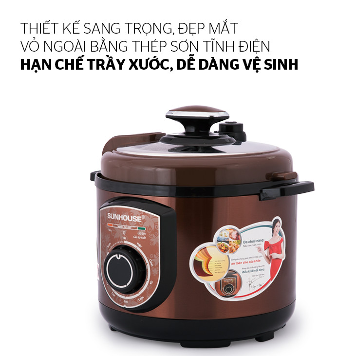 Nồi Áp Suất Điện Đa Năng Sunhouse SH1550 - Nâu - Hàng chính hãng