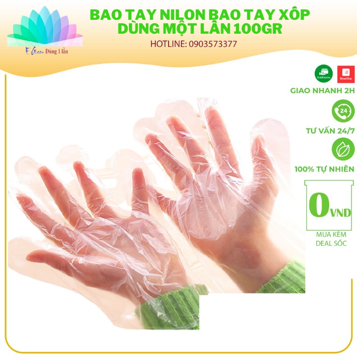 Bao tay nilon, bao tay xốp dùng một lần 100gr - E Green Dùng 1 Lần