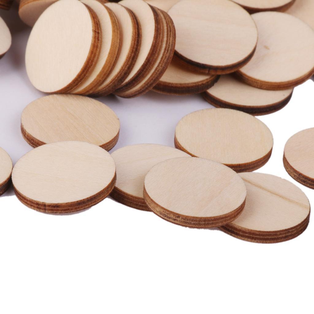 40Pieces Unfinished Wooden Round Discs Blank Plain Cutouts Wood Slices Circle Embellishments Scrapbooking DIY Craft Decoration Cards