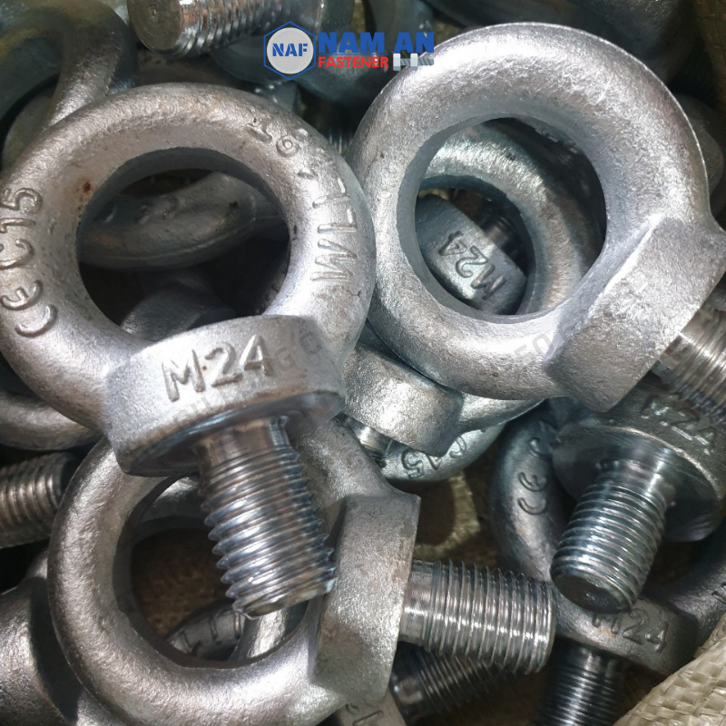 3 Con Bu lông tai cẩu M12, M16, M20, M24, bulong móc cẩu Mạ trắng hàng đẹp chuẩn