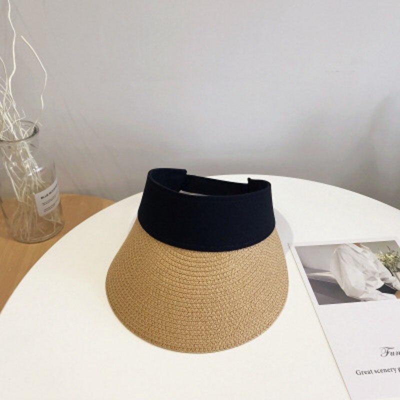 Fashion Women Empty Top Sun Visor Hat Magic Tape Summer Straw Hat Sun Visors Woman Hat Beach Caps Men and Women UV Protection