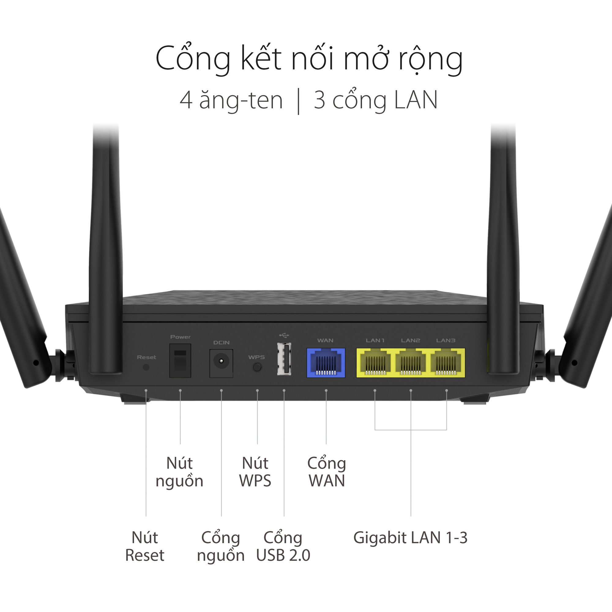 Gaming Router Wifi Băng Tần Kép ASUS RT-AX53U AX1800 MU-MIMO AiProtection- Hàng Chính Hãng