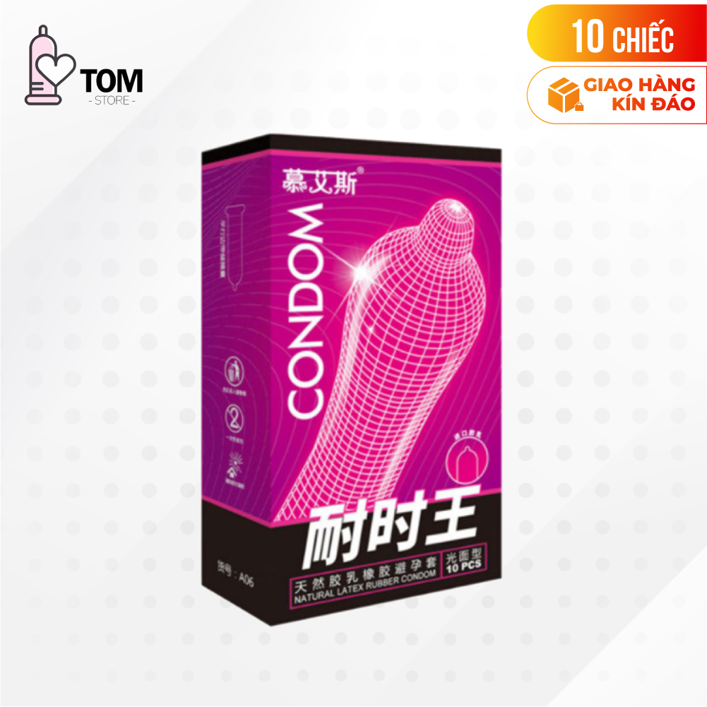 [Hộp 10 cái] Bao cao su Muaisi Hồng - Nhiều gel, siêu mỏng