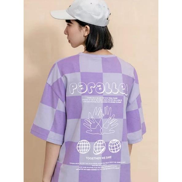 Áo thun tay lỡ 100% cotton caro ulzzang - ẢNH THẬT