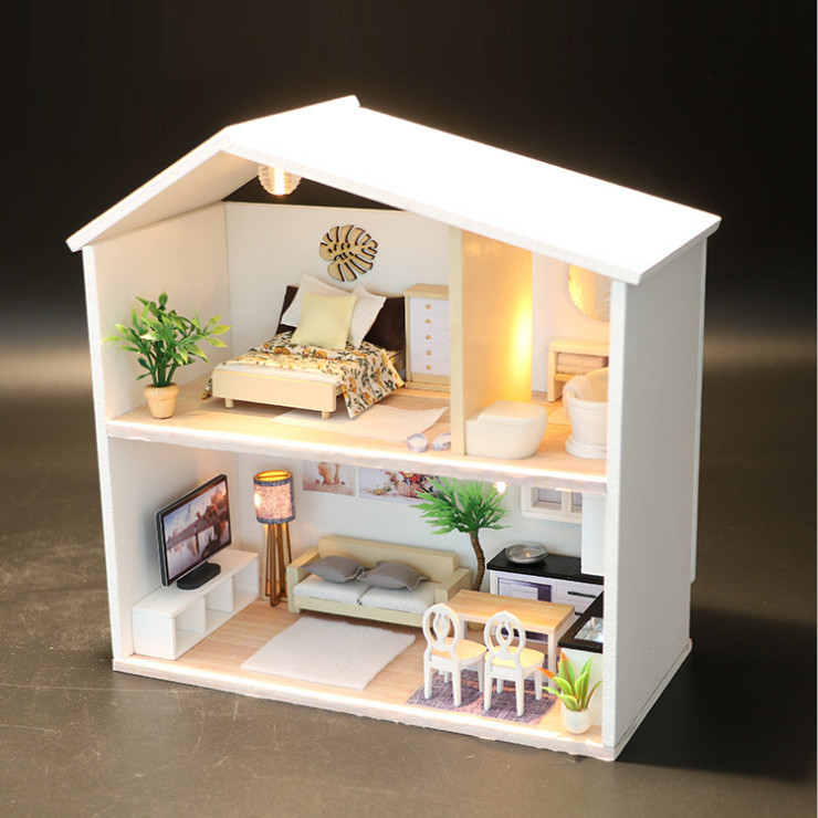 Mô hình nhà DIY Doll House Light Time Kèm Đèn LED và Mica chống bụi