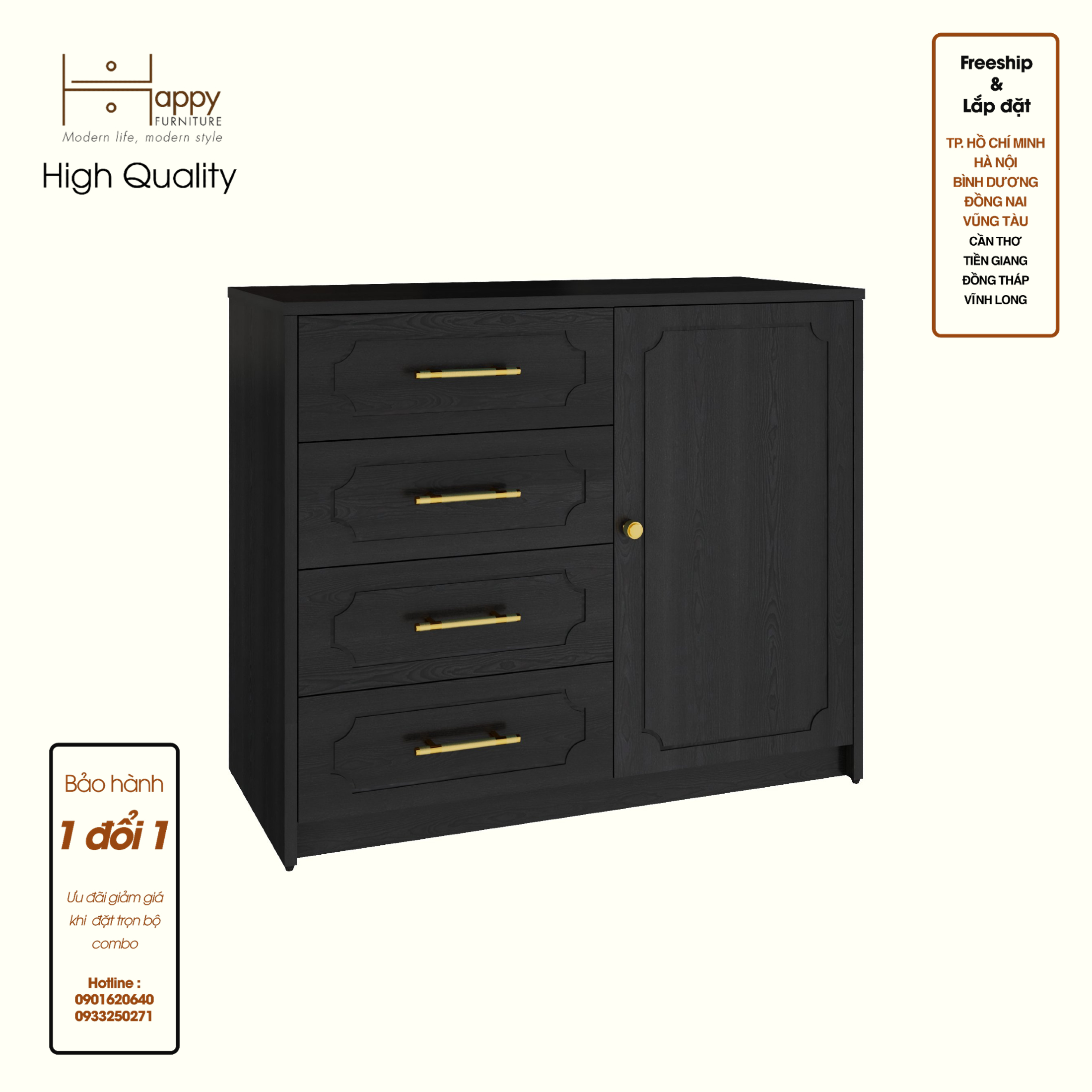 [Happy Home Furniture] NERIS, Tủ lưu trữ 4 ngăn kéo , 90cm x 40cm x 75cm ( DxRxC), THK_134