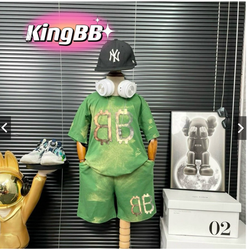 Đồ bộ bé trai, bộ cộc tay cho bé trai màu loang lạ mắt size 20-65kg chất cotton mềm mịn mát