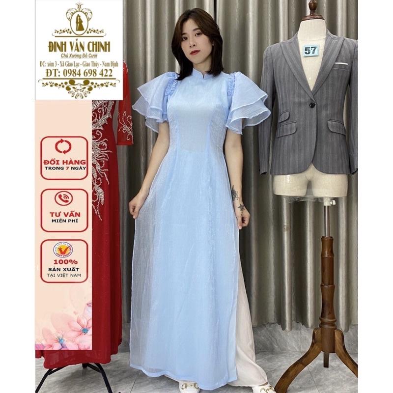 Áo dài dáng xinh tông xanh nhẹ nhàng