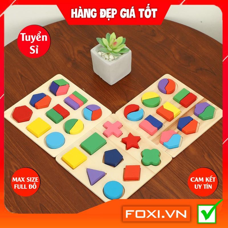 Combo 3 đồ chơi gỗ hình học Foxi-nhiều màu sắc sặc sỡ-trò chơi giáo cụ học tập bổ ích dành cho bé yêu