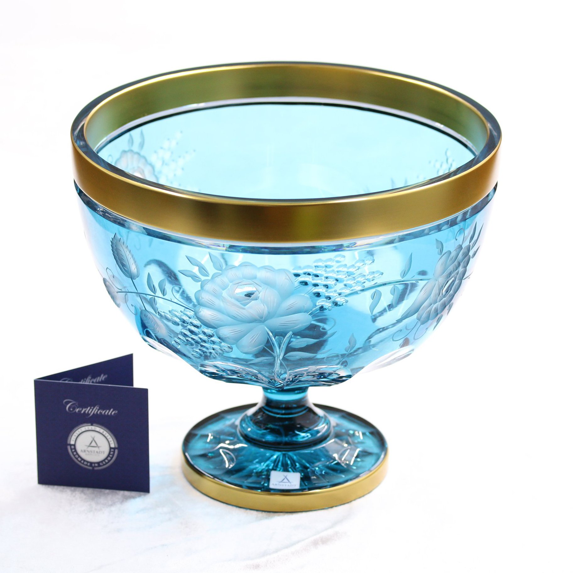 Đĩa Hoa quả Primerose Gold Pha lê Màu - Mạ vàng Arnstadt 30cm
