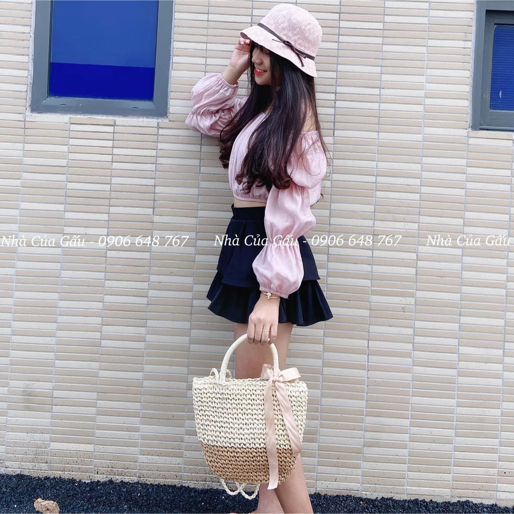 Túi cói dây nơ cực xinh về đủ 3 màu chanh sả