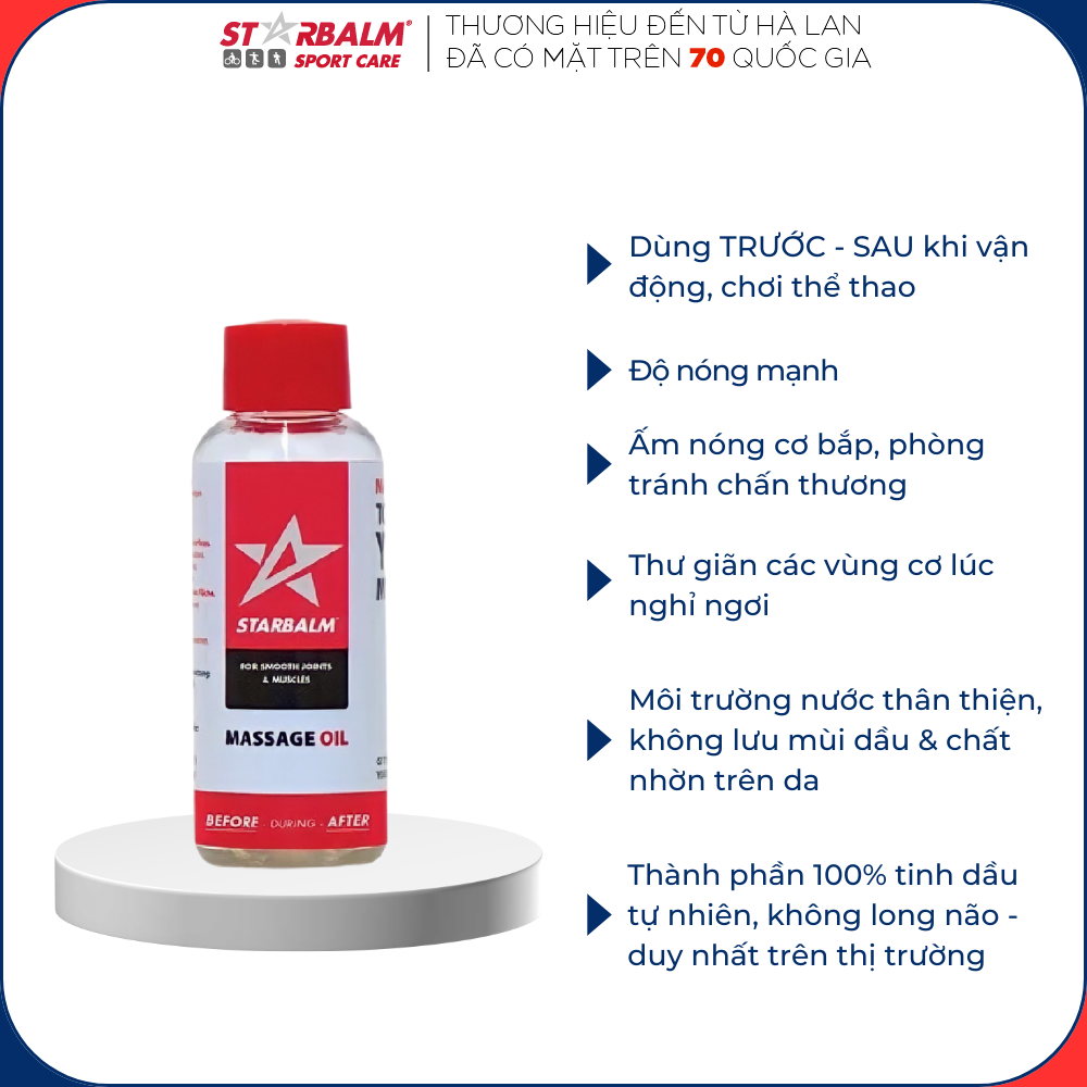 Dầu Massage STARBALM Oil 50ml, Xoa Bóp Ấm Nóng Cơ Bắp, Giảm Nhức Mỏi Cơ