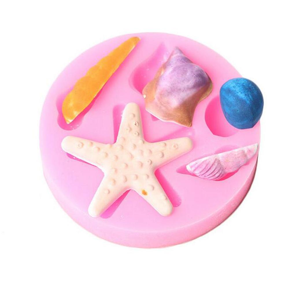3D Chocolate Cake Mold Conch Starfish Mould Silicone Baking Tool Sugar Craft