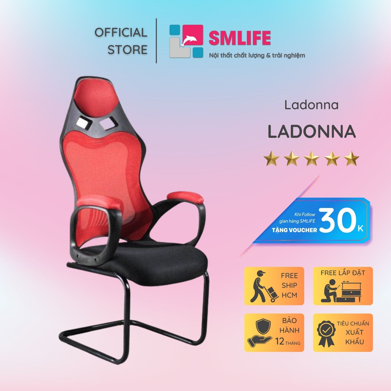 Ghế chân quỳ phòng net lưng cao SMLIFE Ladonna