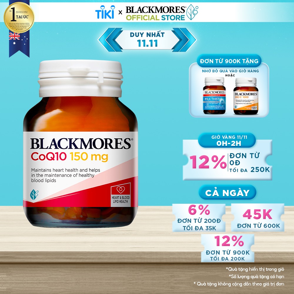 Viên Uống Bổ Tim Hỗ Trợ Sức Khỏe Blackmores CoQ10 150mg Lọ 30 Viên