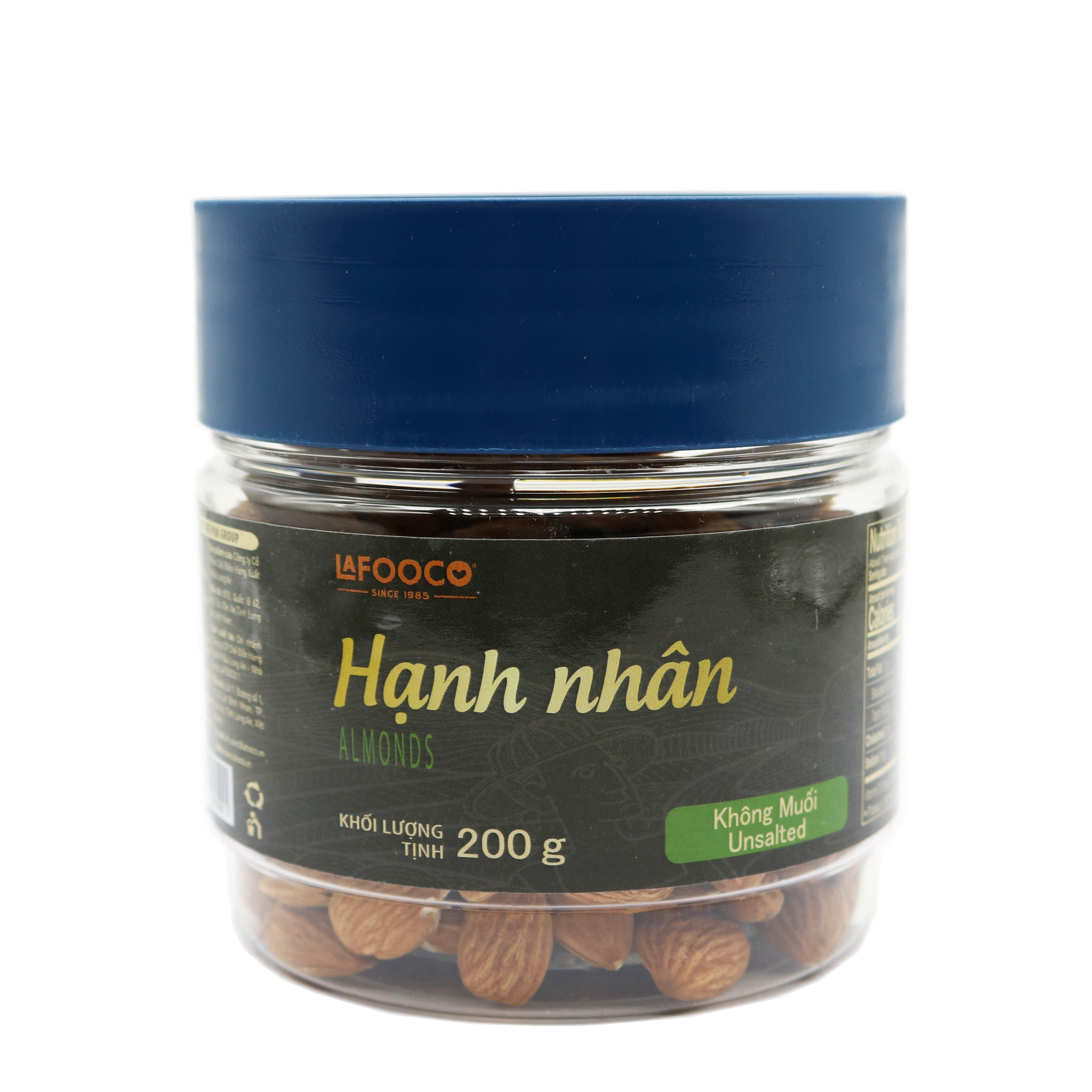 LAFOOCO Hạt Hạnh Nhân Mỹ Sấy Không Muối 200g Unsalted Almond