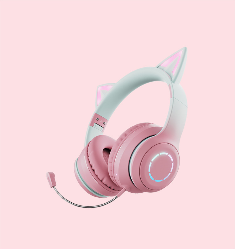 Tai nghe chụp tai bluetooth Cute Cat V3, tai nghe mèo không dây siêu dễ thương có đèn led đổi màu cực đẹp, tai mèo đáng yêu có mic đàm thoại cao cấp - Hàng Chính Hãng