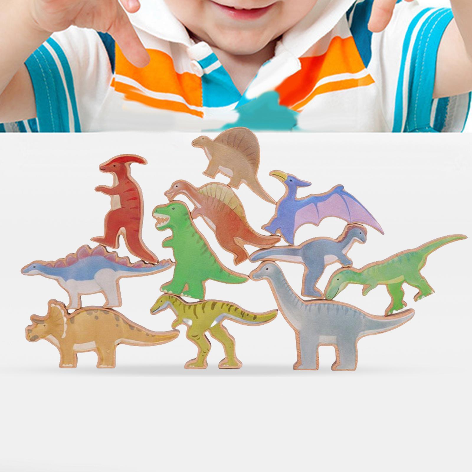 Classic Wooden Blocks Dinosaur Toys Preschool Game for Toddler Girls Boys
