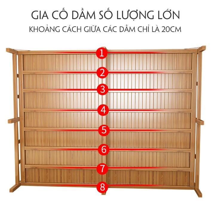 Giường ngủ gỗ tre gấp gọn cao cấp nhiều kích cỡ độ bền cao chịu tải mạnh, gia cố nhiều dầm, trợ lực tam giác siêu cấp
