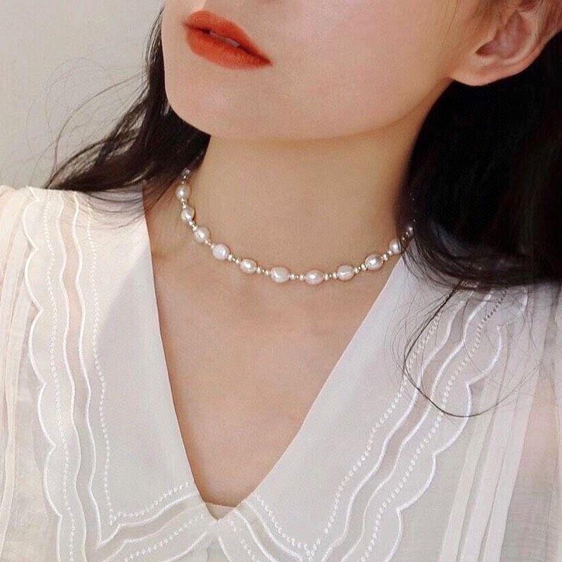 Dây Chuyền Vòng Cổ Choker Phong Cách Vintage Xinh Xắn Cho Nữ Ngọc Trai Nước Ngọt - Trường Thịnh Ngọc Trai