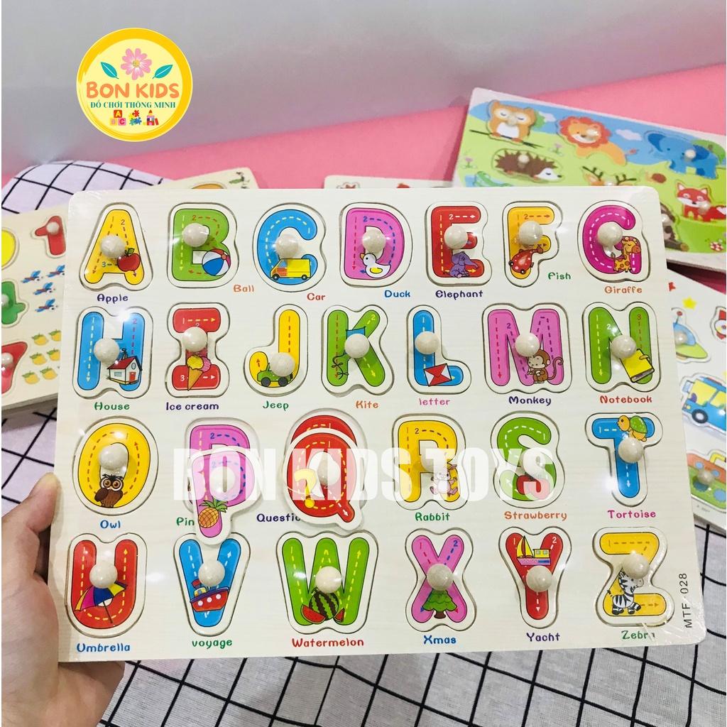 Combo 10 bảng ghép hình/xếp hình gỗ núm theo các chủ đề - Đồ chơi giáo dục thông minh cho bé