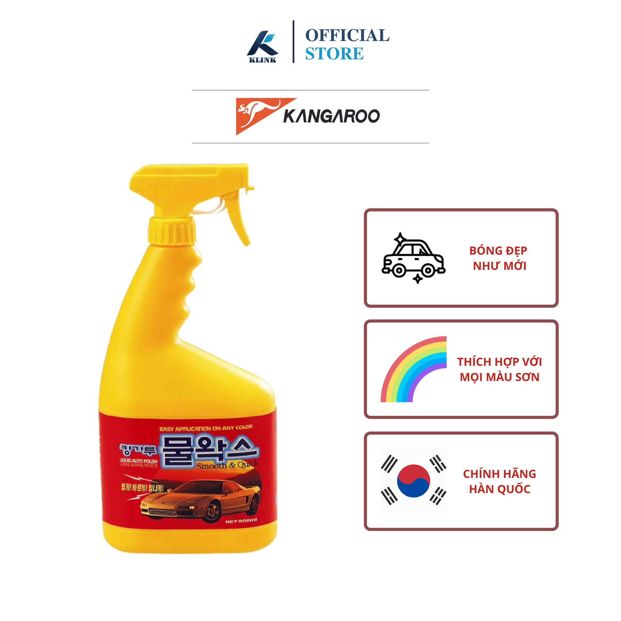 Dung dịch đánh bóng sơn ô tô Kangaroo Liquid Auto Polish 900ml