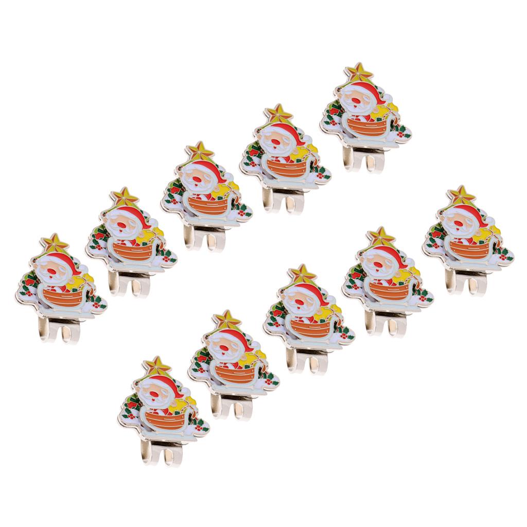 10 Pieces Santa Claus Alloy Golf Ball Marker With Magnetic Hat Clip Christmas