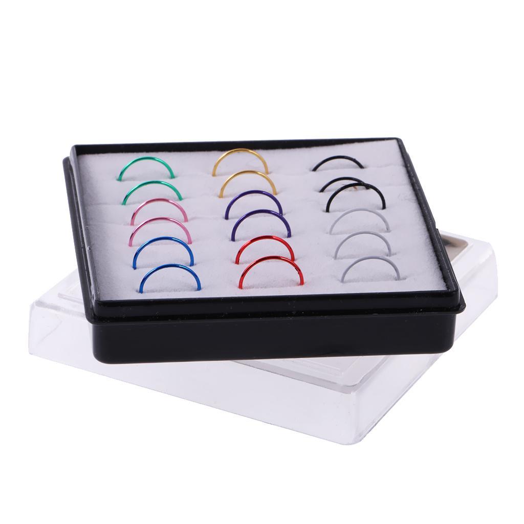 3-4pack 18pcs Mixed Color 316L Stainless Steel Nose Studs Hoops Piercing Rings