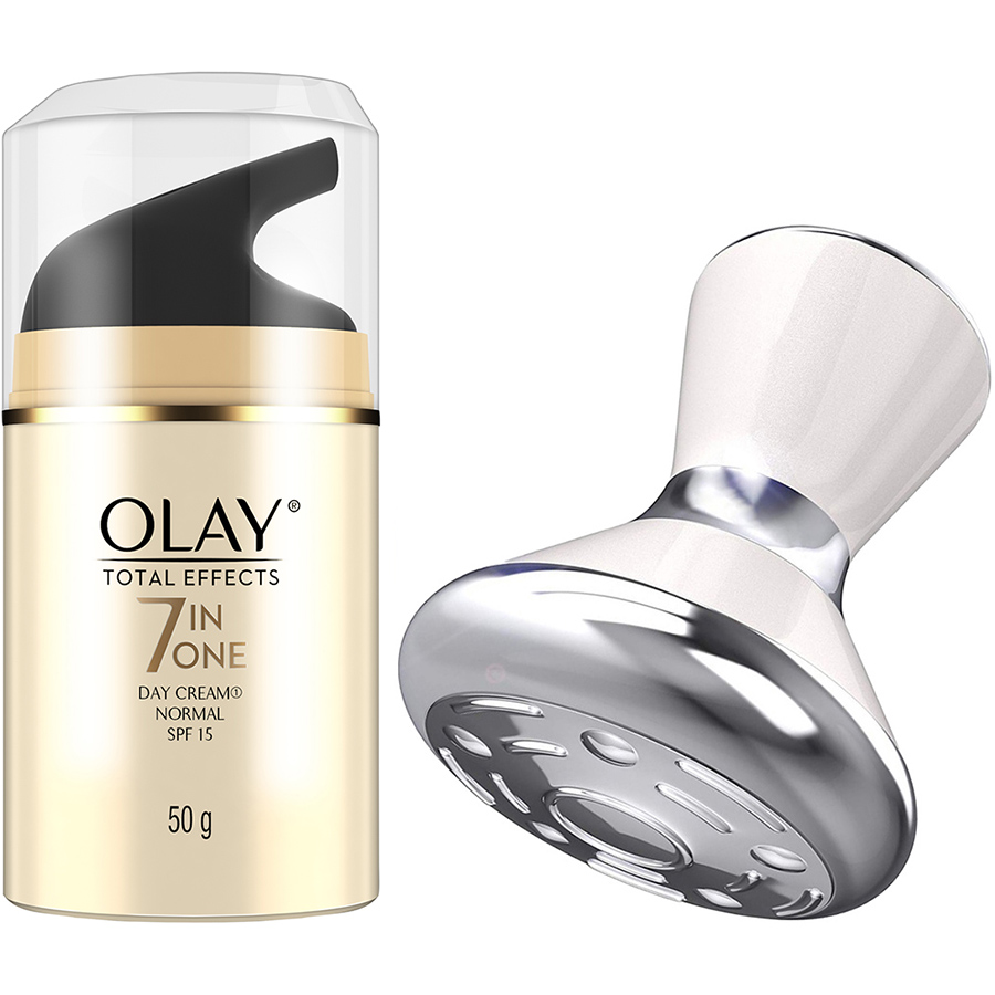 Kem Dưỡng Da Olay Total Effects Normal SPF15 (50g) (Tặng thanh massage đẩy tinh chất từ tính)