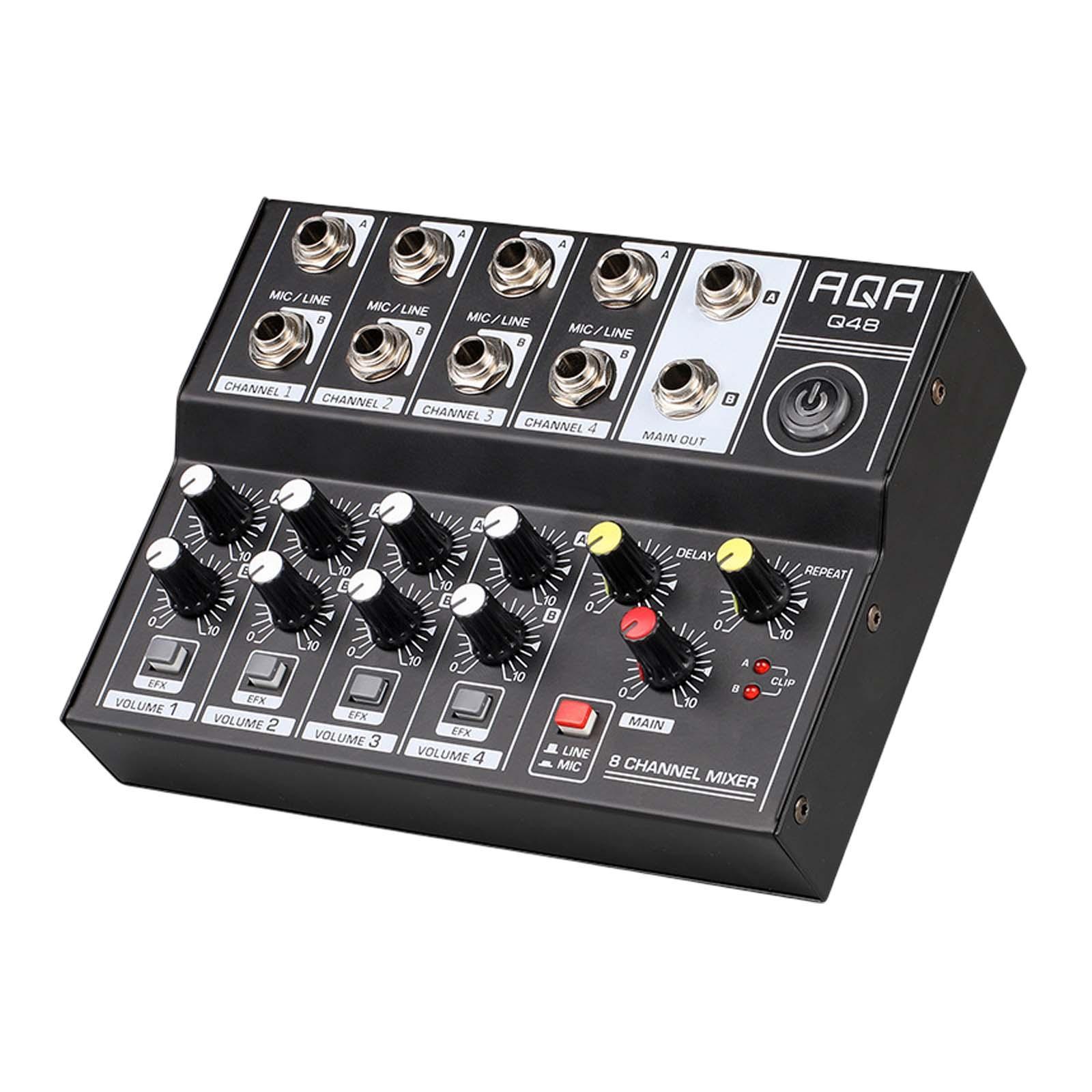 8 Channel Mixer USB Interface Podcast Equipment Live  Compact Mixer